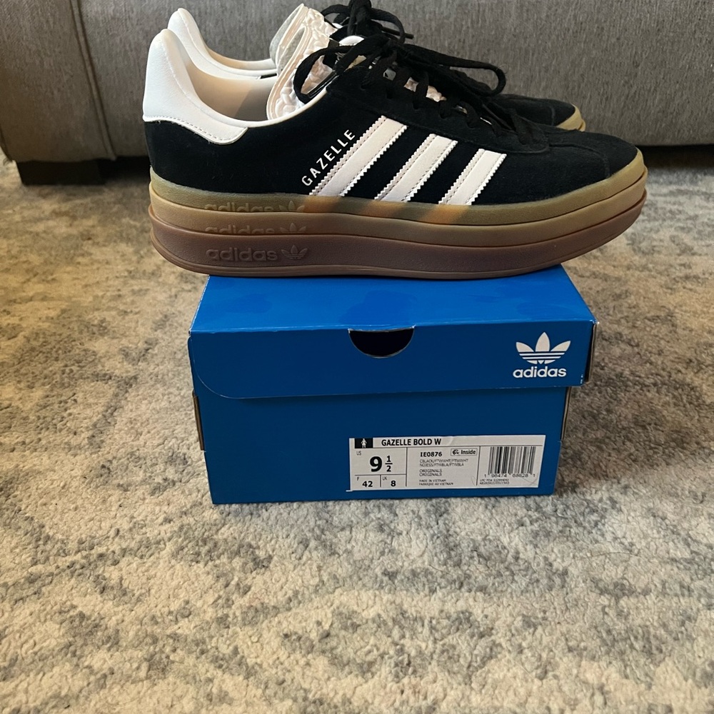 Adidas Gazelle Bold Black and White Sneakers